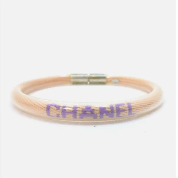 CHANEL Cream and Purple Bracelet with Metallic Clasp - Picture 1 of 8